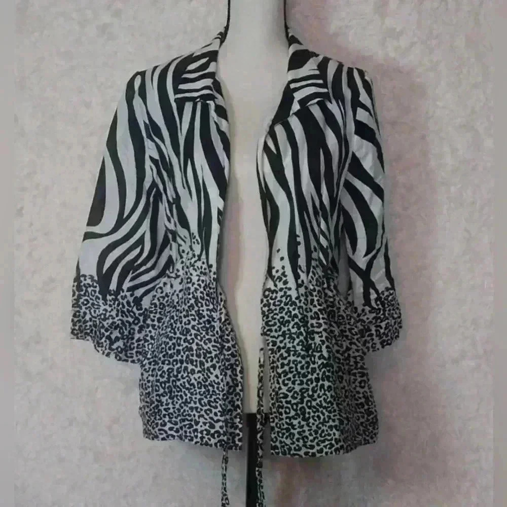 Alberto Makali Vintage Mixed Animal Print Linen Jacket